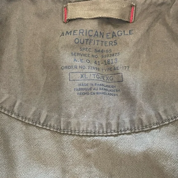 American Eagle Men’s Army Green Bomber Field Jacket Military Fatigue Size XL - Picture 3 of 14